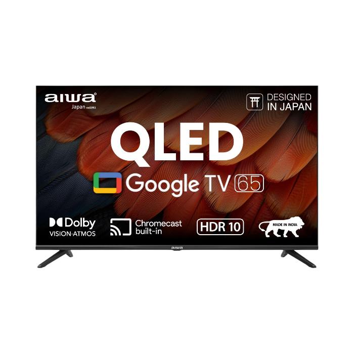 تلفزيون Aiwa LED مقاس 65 بوصة ذكي بنظام Android، QLED، 3 منافذ HDMI، 2 منافذ USB، التحكم الصوتي، Netflix، Prime