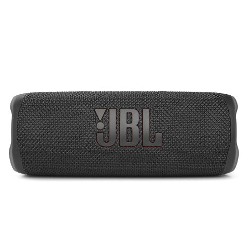 Black JBL portable speaker on a white background