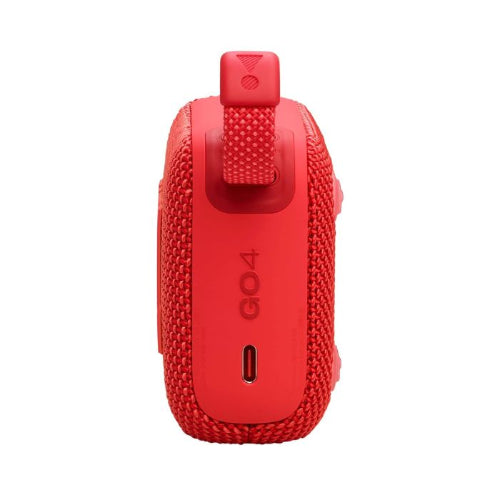 Red portable device with 'GO4' branding on a white background
