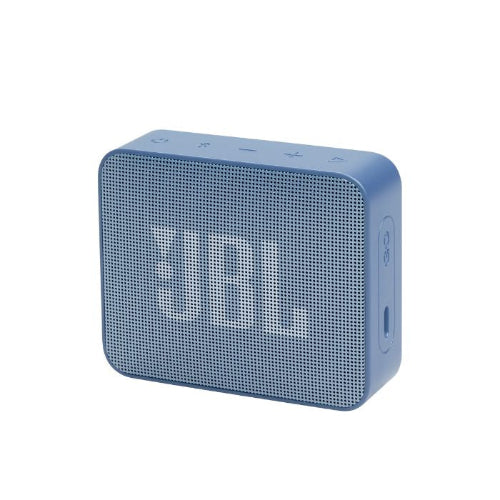 Blue portable speaker on a white background
