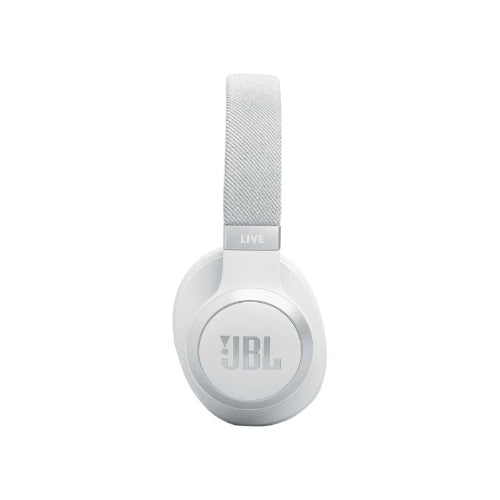 White JBL headphones on a white background