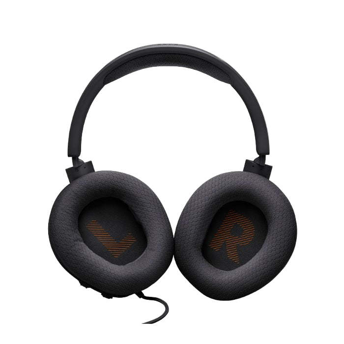 Black headphones with ear cushions on a white background