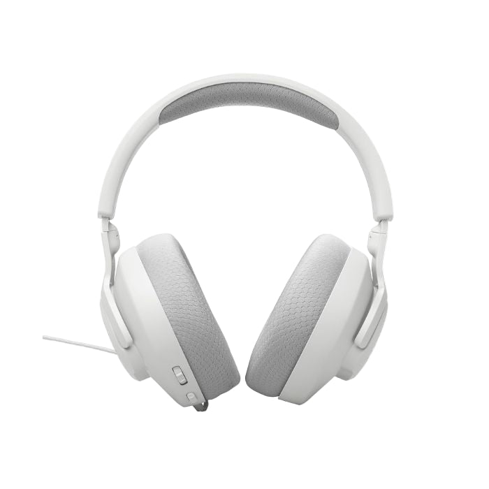 White headphones on a white background