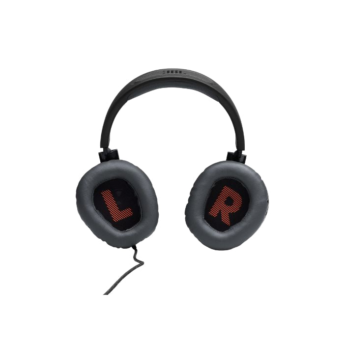 Black headphones with 'L' and 'R' indicators on a white background