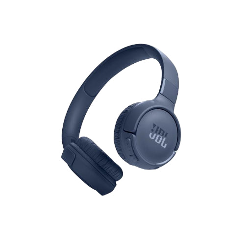 Blue JBL headphones on a white background