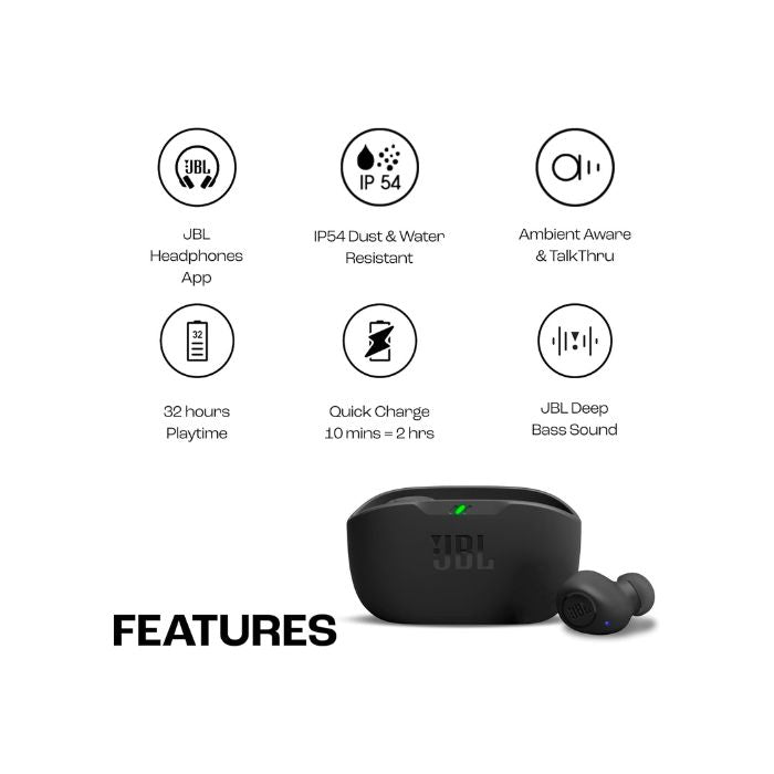 JBL Wave Buds 2 Noise Cancelling Earbuds Black JBL Wave Buds 2 Noise Cancelling Earbuds Black
