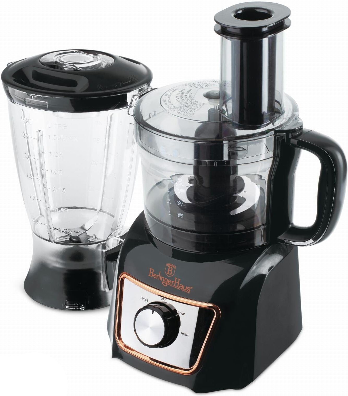 Belinger Haus Food Processor 8 in 1, 500Watts, 1.5Lit, Black