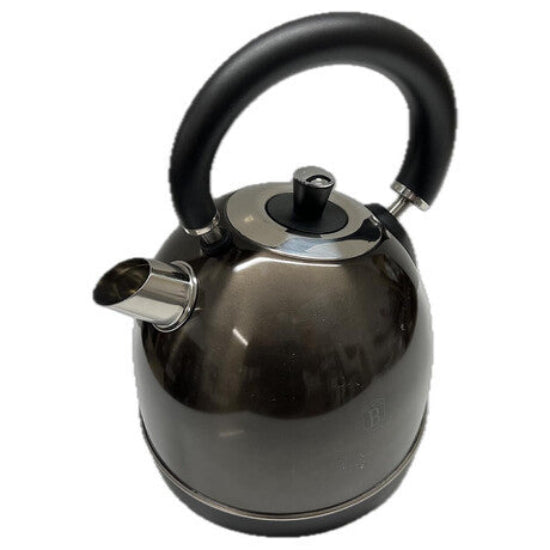 Black and silver kettle on a white background