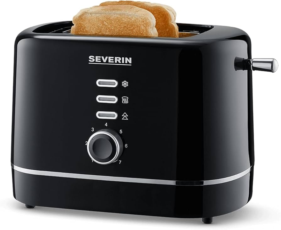 SEVERIN Toaster Power 850 Watts, 2 Slices, Retractable Wire, Defrost, Black