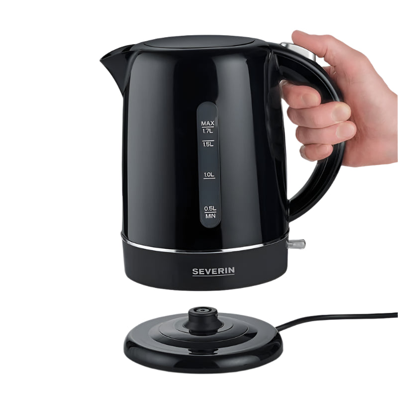 Severin Kettle Automatic Steam Stop, On/Off button, 1.7Lit, 2200Watts, Black Severin Kettle Automatic Steam Stop, On/Off button, 1.7Lit, 2200Watts, Black