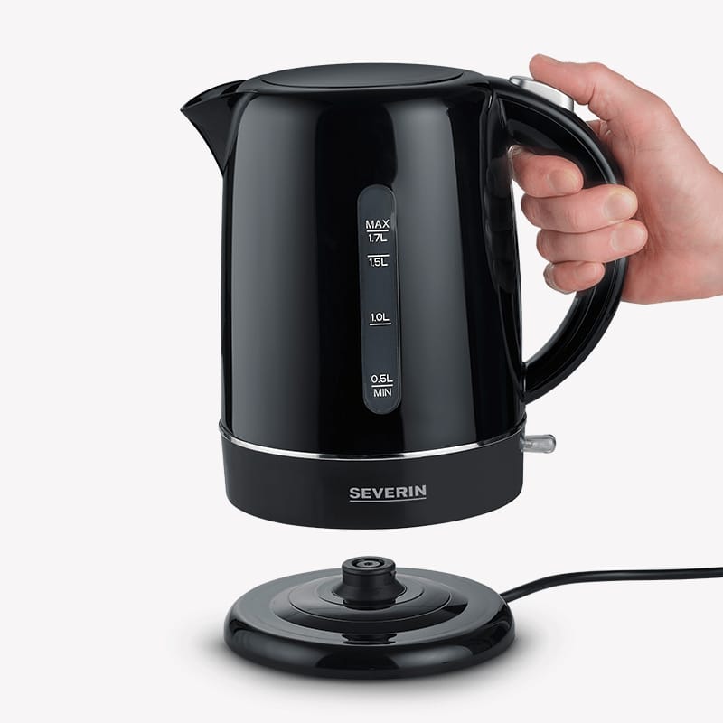 SEVERIN Kettle Power 2200 Watts, Capacity 1.7 lit, Automatic Steam Stop, On/Off buton, Black