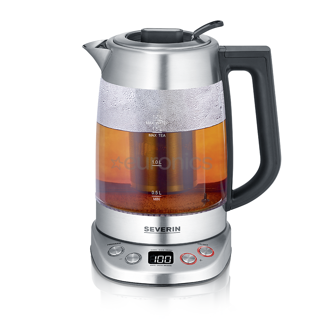 Severin Jug Kettle & Tea Glass, 3000Watts, 1.7Lit, Stainless Steel