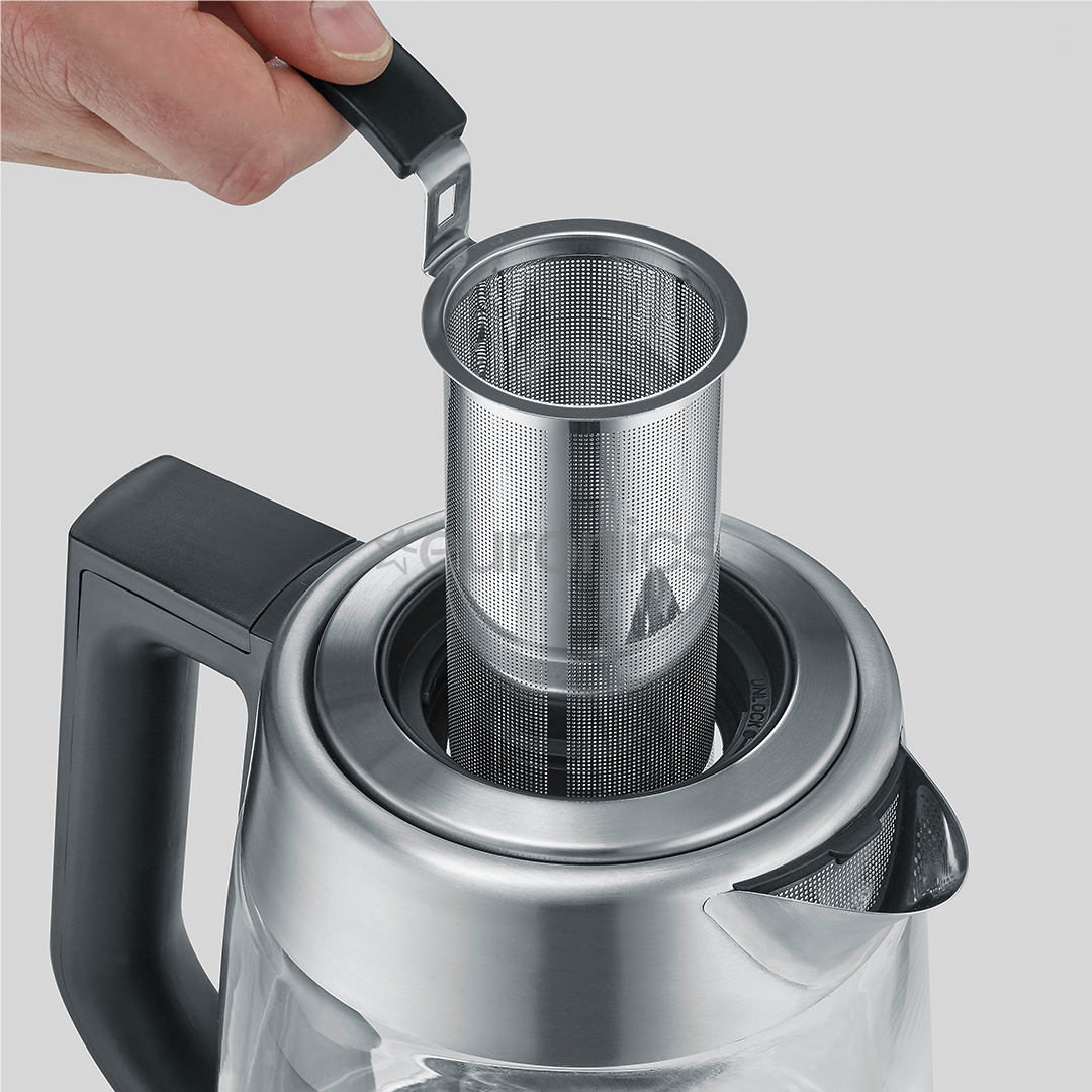 Severin Jug Kettle & Tea Glass, 3000Watts, 1.7Lit, Stainless Steel