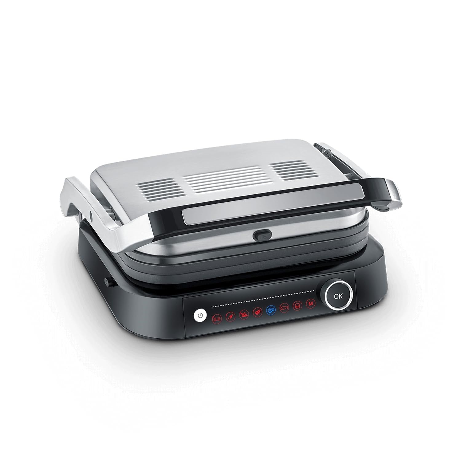 2395 / Severin Contact grill, silver, approx. 2000 W, grilling surface 21.3 x 24.5 cm,