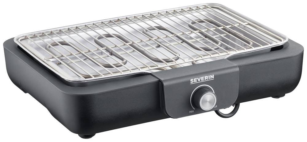 8554 / Severin Table Barbecue-Grill, Black / Silver, approx. 2300W, Grill surface approx. 37 x 29 cm