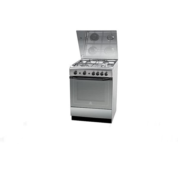 Indesit Free standing Full Gas Cooker, Electric ignition Enamelled Grids, 60Cm, Stainless Steel