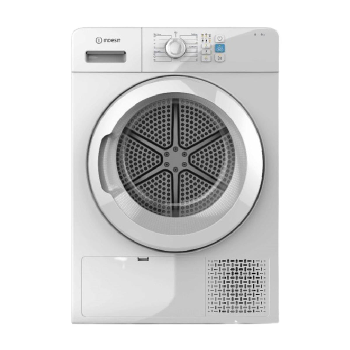 Indesit Dryer 8Kg - B Class Push&Go Condenser  - Glass Door