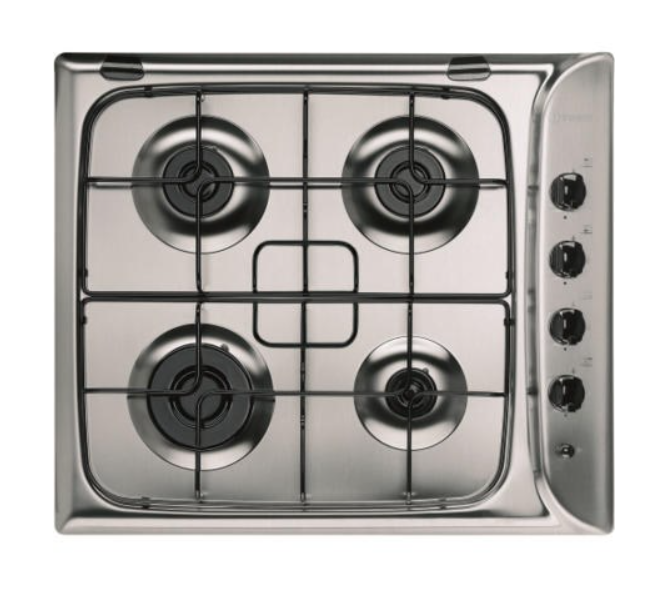 INDESIT Hob 60Cm Cast Iron, Full Safety, Stainless Steel