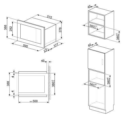 Smeg Built in Microwave Classica Aestheticn, 26Lit, 900Watts, Stainless Steel