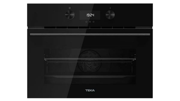Black Teka oven on a white background