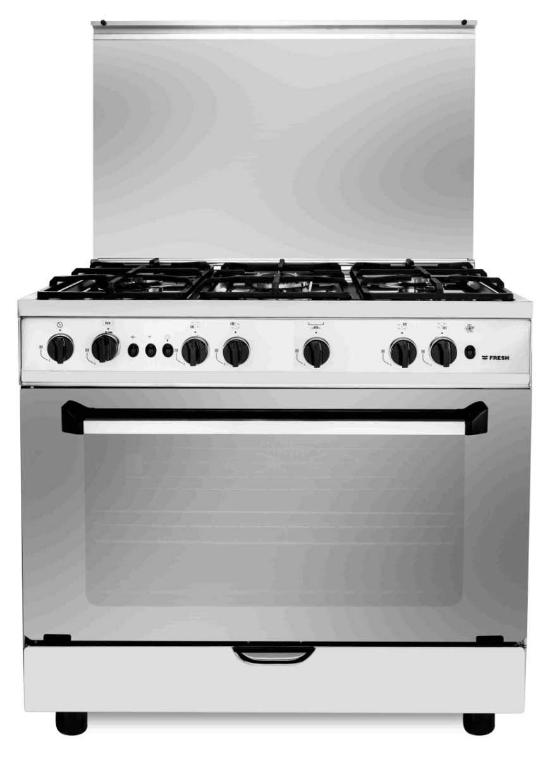 12304/fresh plaza  steel gas  cooker (matt) full safety ,oven fan. steel