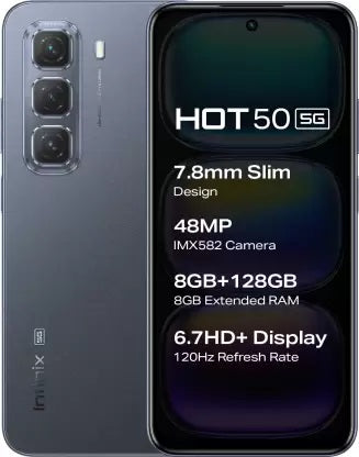 Infinix HOT 50 5G, 4GB & 128GB, 6.7Inch, 5000Mah, Sleek Black