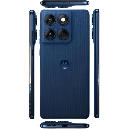 Blue smartphone case with multiple views on a white background