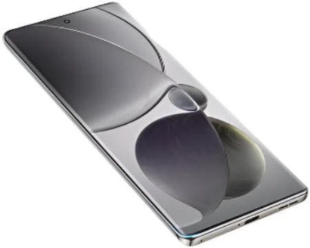 Smartphone with a reflective surface on a white background