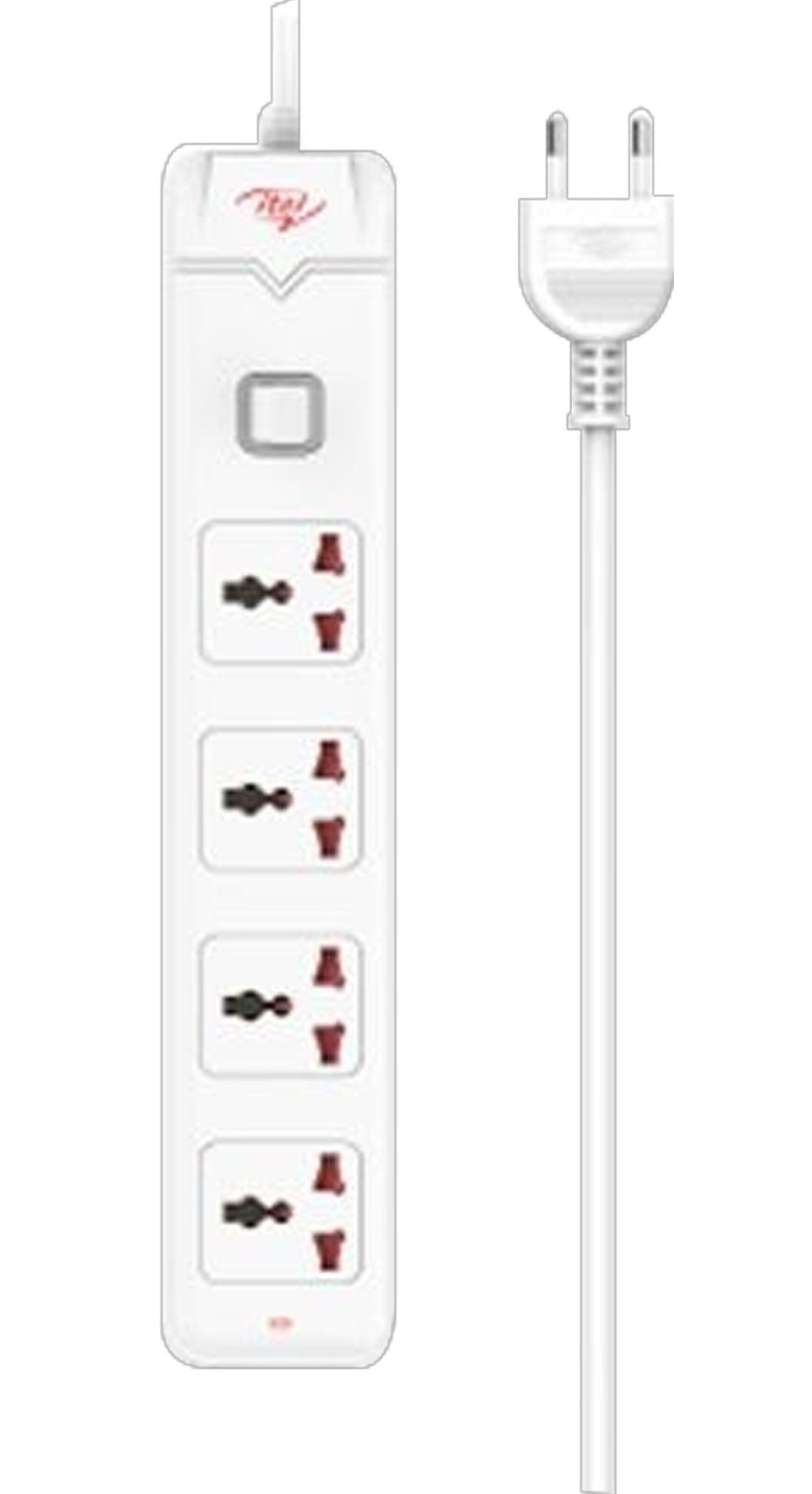 Itel Charger White 4 Sockets Children Safety Shutters . 3-Meter Card