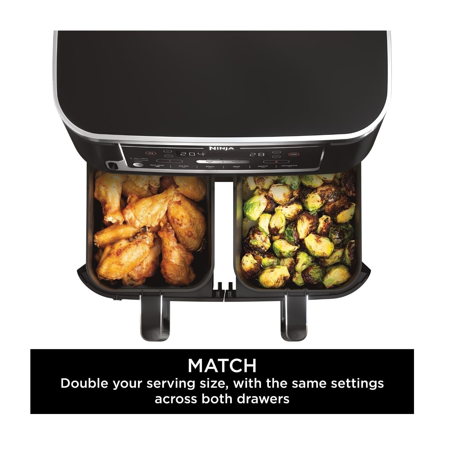 Ninja Dual Zone Air Fryer, 9.5Lit, 6Programs, Black