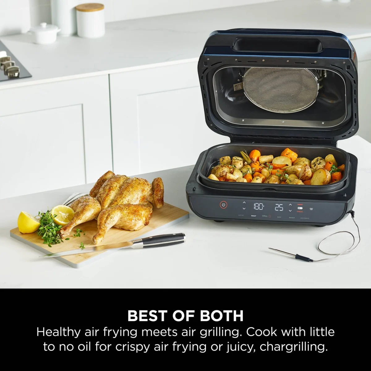 Ninja Foodi Max Health Grill & Air Fryer, 5.2Lit, Black
