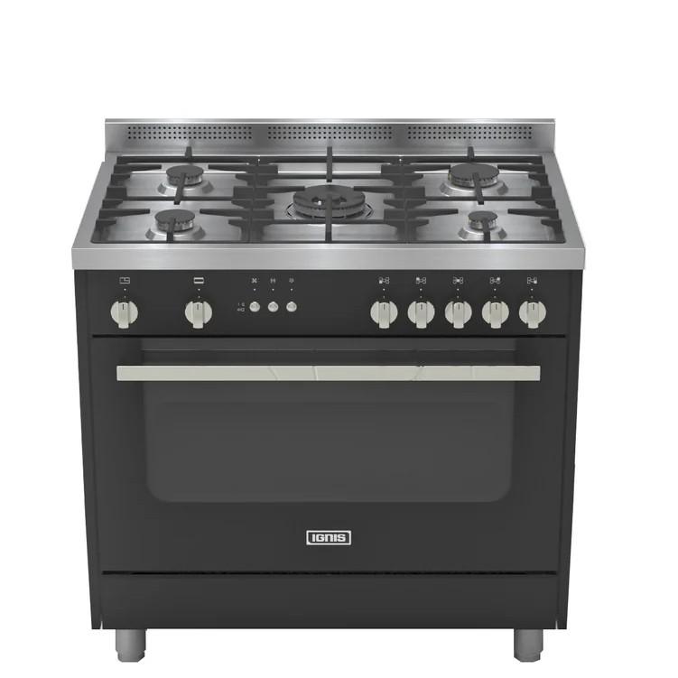 Ignis Built In Oven Full Safety with Fan, 90Cm, 5Burners, Black