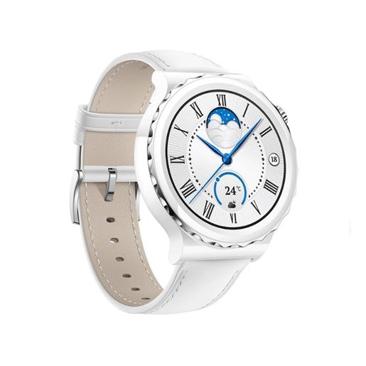 Frg-B19/Huawei Wearable Watch GT 3 Pro 43MM Leather  Silver Bezel White Leather Starp HUAWEI / White