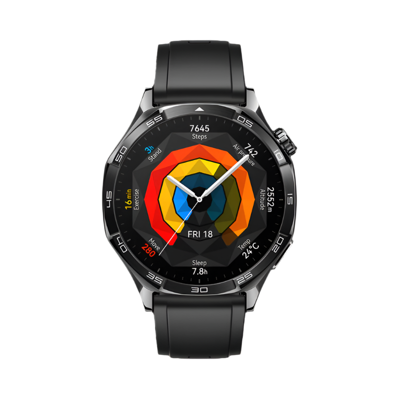 Huawei Watch GT 5 46Mm, Illusion Night Black Fluor Rubber Strap, Black