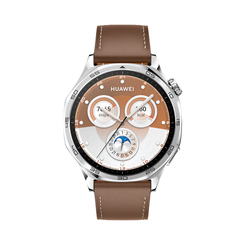 Huawei Watch GT 5 46Mm, Grit Brown Composite Plain Leather Strap, Brown