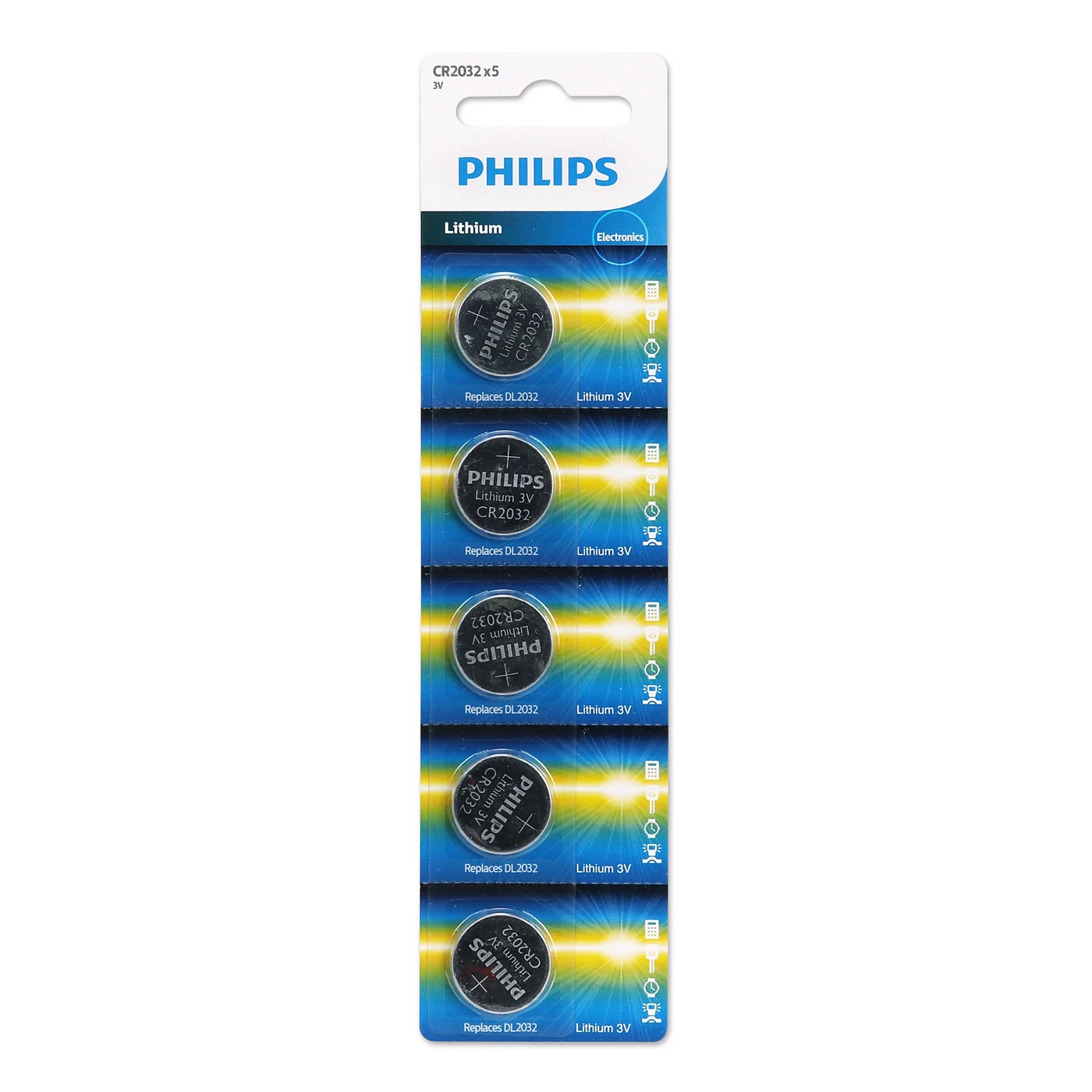 Philips Lithium Cell Button Battery CR2032, Pack of 5