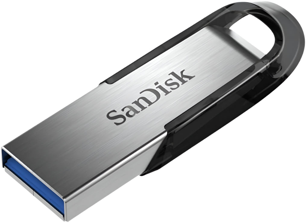 SanDisk USB flash drive on a white background