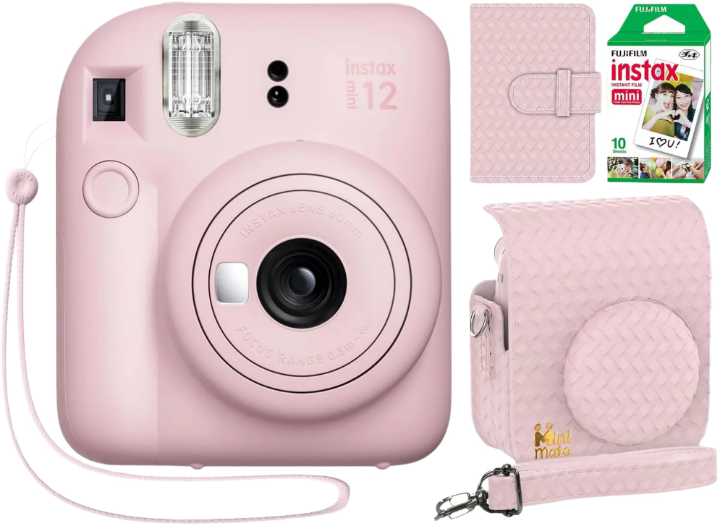 Fujifilm Instax Mini 12 Blossom, 10Sheet & Case & Album, Pink