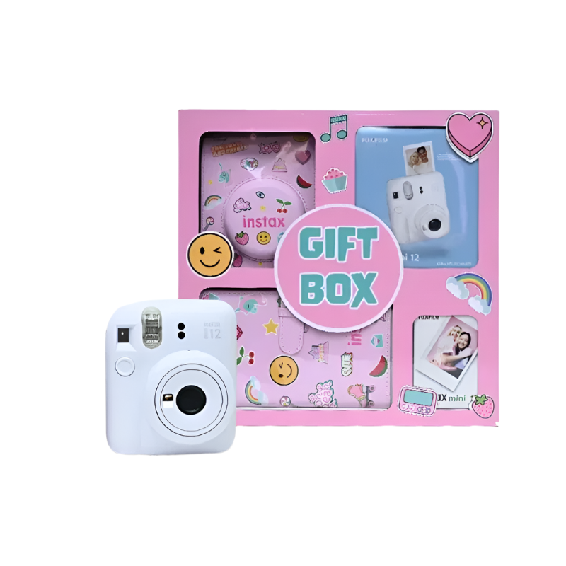 Fujifilm Instax Mini 12 Blossom, 10Sheet & Case & Album, Clay White