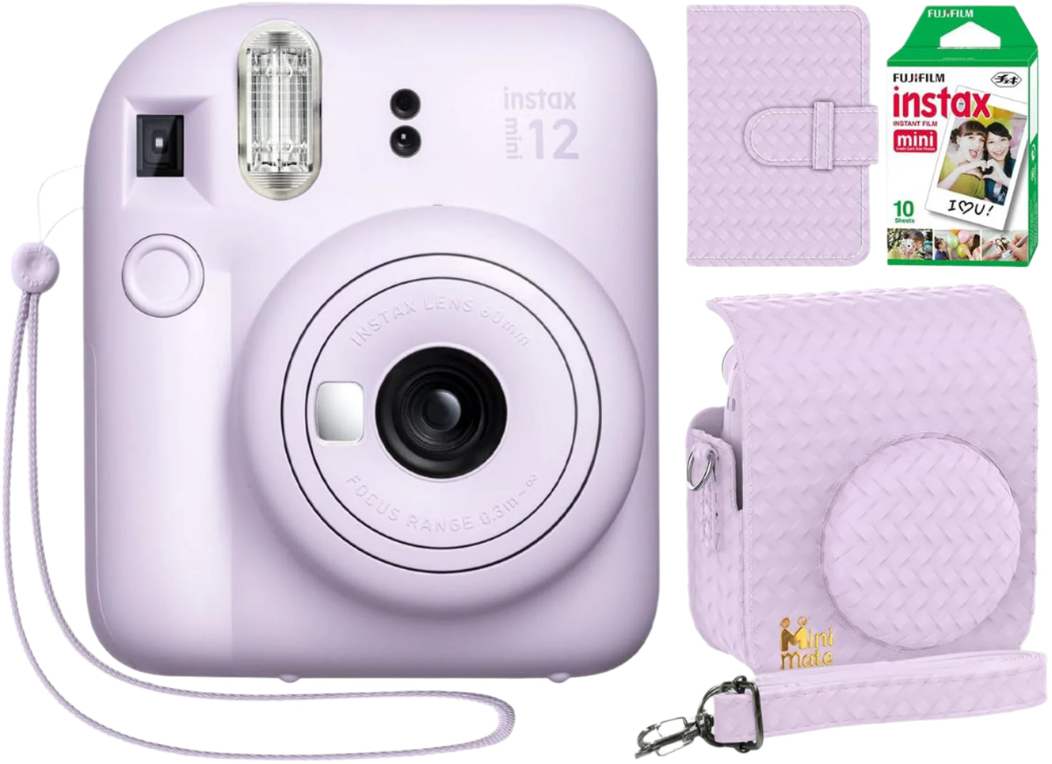 Fujifilm Instax Mini 12 Blossom, 10Sheet & Case & Album, Lilac Purple