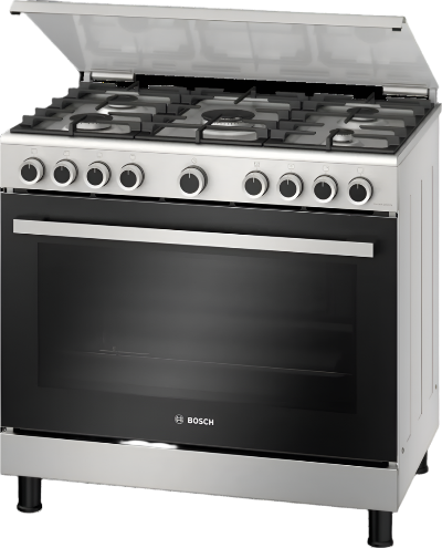 Bosch Serie 4 Gas Range Cooker 90Cm, 5burner, Stainless Steel