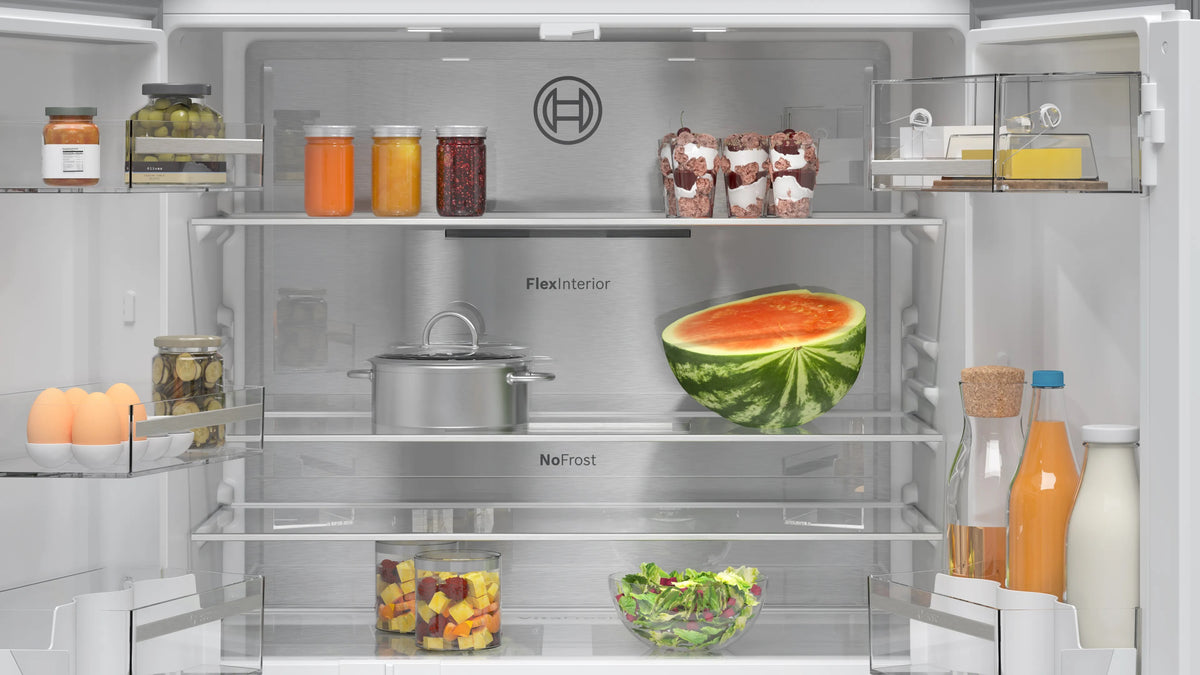 Bosch Side by Side Refrigerator French Door Bottom Freezer A, 605Lit, Silver