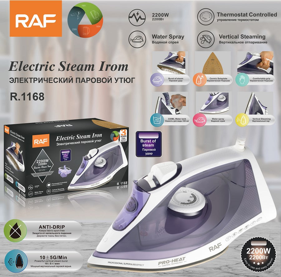 Raf Steam Iron, 2200Watts, Violet Raf Steam Iron, 2200Watts, Violet