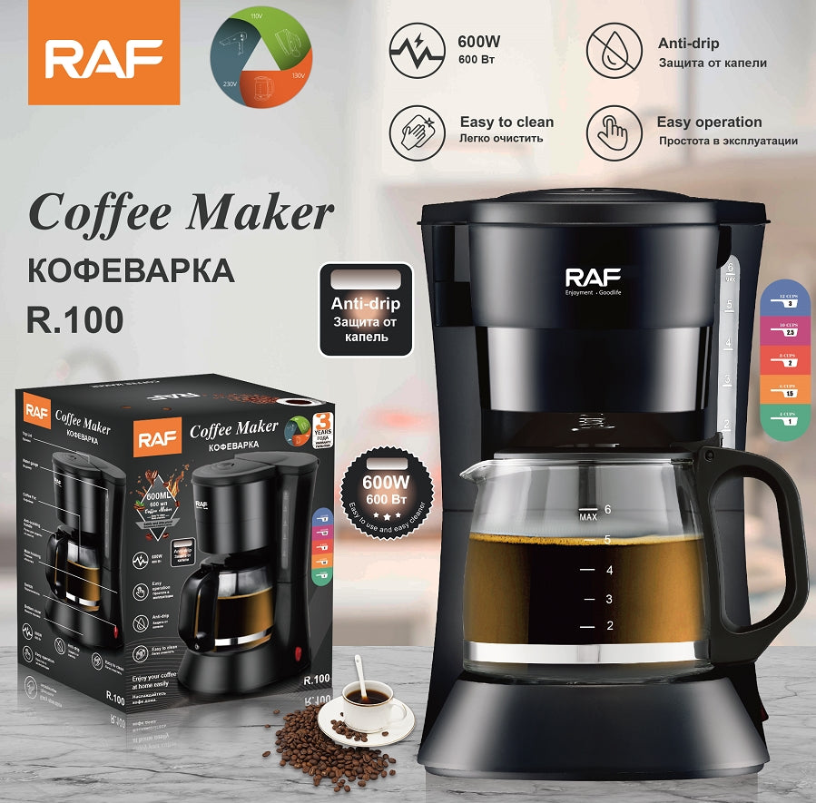 R.100 / RAF Coffee machine 600 W , Anti-drip , 4-6 cups 750 ML / BLACK