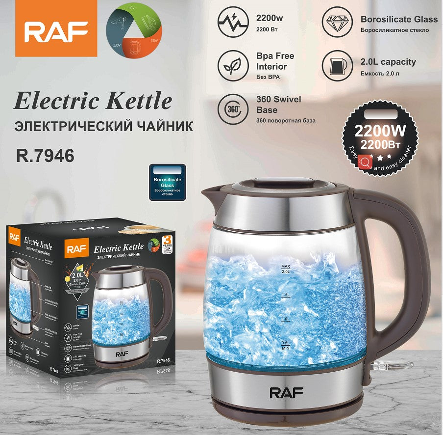 R.7946 / RAF Glass Kettle 2L KETTLE / 2 L / GLASS