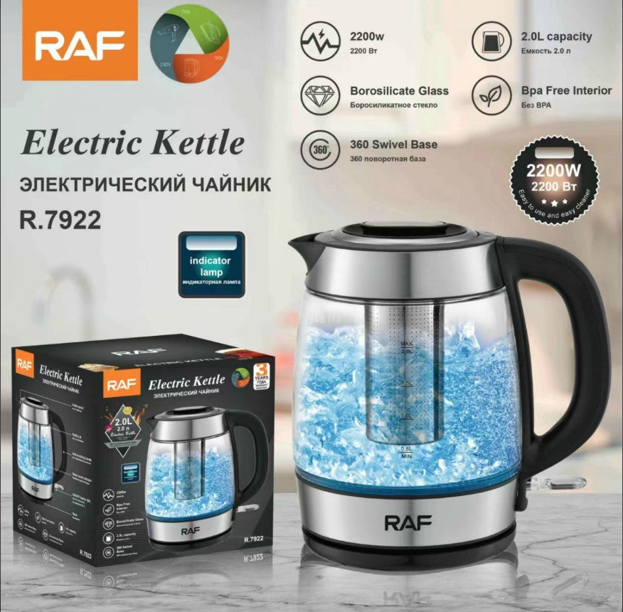 R.7922 / RAF Glass Kettle 2L KETTLE / 2 L / GLASS