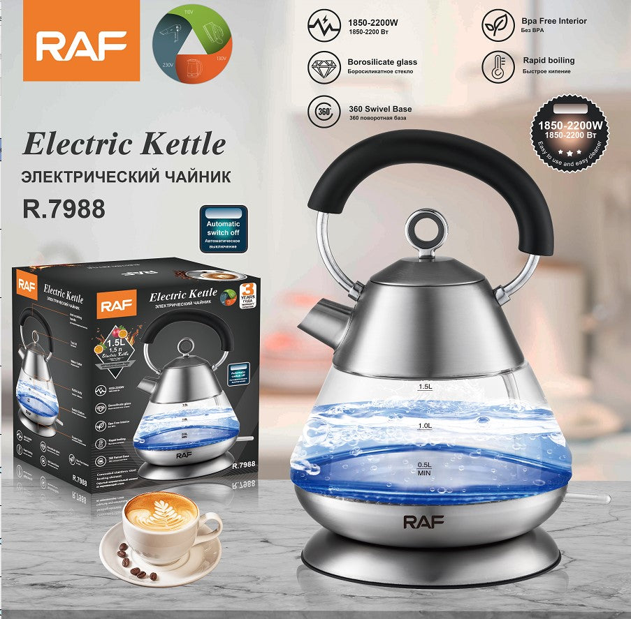 R.7988 / RAF Glass Kettle 1.5L KETTLE / 1.5 L / GLASS