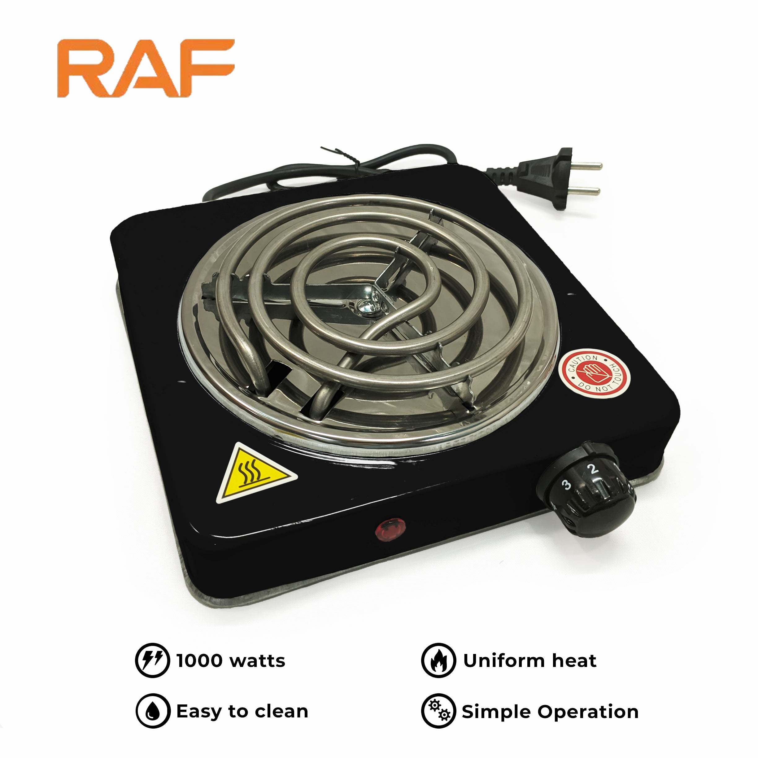 R.8010BB / RAF Hot Plate , 1000 W ,  black 1000 WATT / BLACK