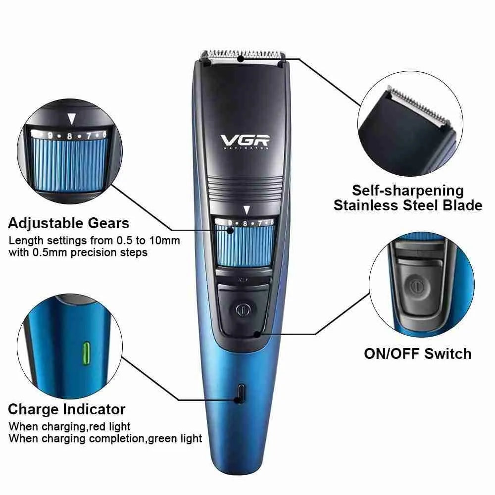 V-052 / VGR hair trimmer cordless 90 min run time trimmer / 90 min / BLACK