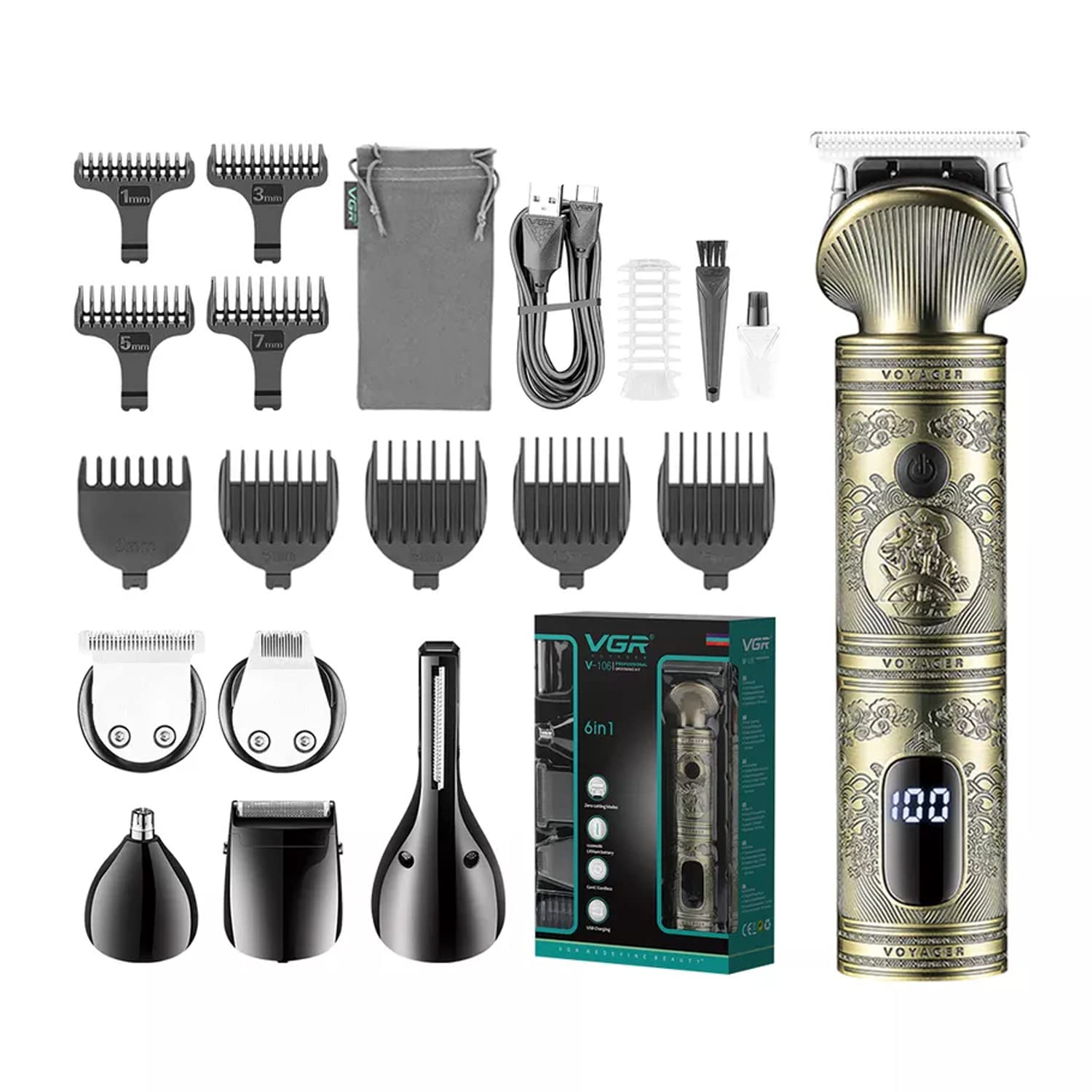 V-106 / VGR Professional Grooming set 6 in 1 Grooming / 6 in 1 / BLACK